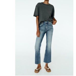 Zara Mid Rise Cropped Flare Light Wash Jeans (Size US:02, EUR:34)